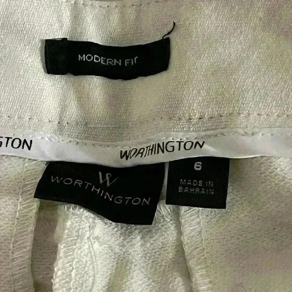 NWT Worthington modern fit wide  leg cuffed palazzo women’s pants size 6 cream - Picture 4 of 5